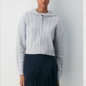 Aritzia Heather Gray Cable Knit Cardigan